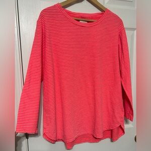 FRESH PRODUCE Women’s Catalina Top Bright Coral Poppy 3/4 Sleeves Cotton NWT 1X